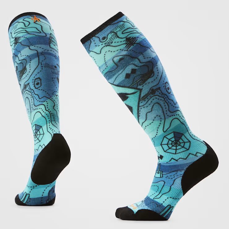 Women's Ski Topo Treasures Print Over The Calf Socks image 0