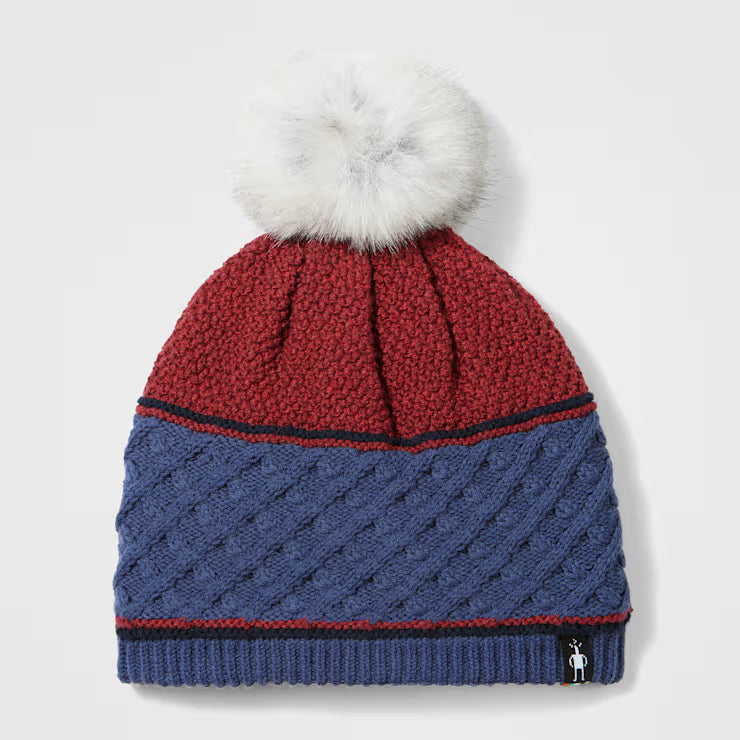 Cable Knit Colorblock Pom Beanie image 1