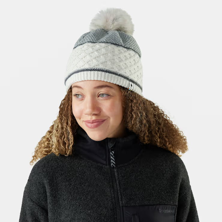 Cable Knit Colorblock Pom Beanie image 0
