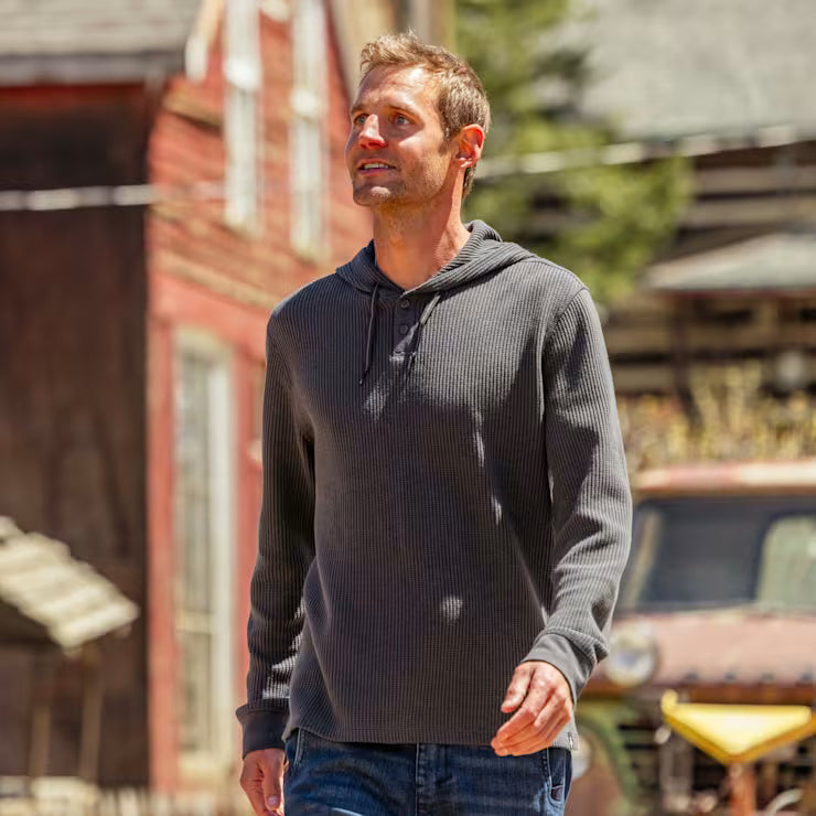 Men's Waffle Henley Hoodie image 3